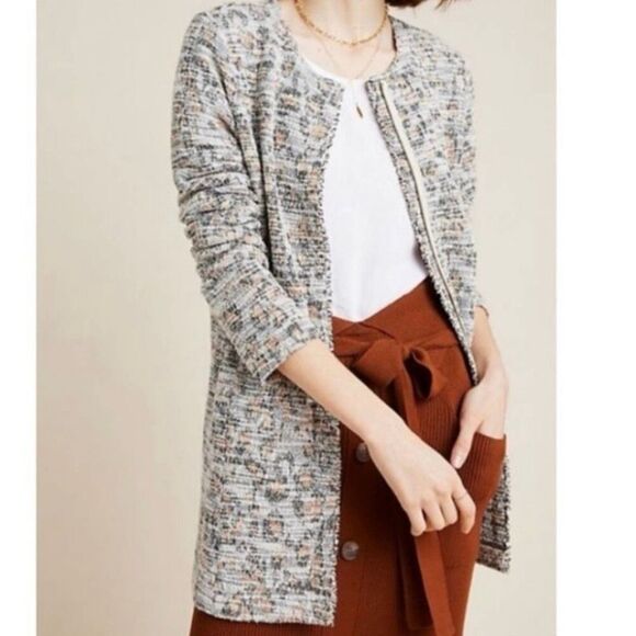 Anthropologie Dolan Leopard Longline Brown Motif Tweed Jacket, Women’s XS - Picture 12 of 12